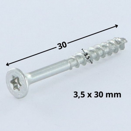 1 x Schroeven SPAX gefreesde kop TORX T20 3,5X30 bedraad op 17 gedeeltelijke draad WIROX
