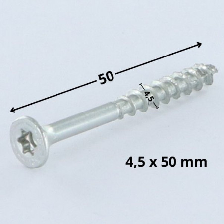 1 x Schroeven SPAX gefreesde kop TORX T20 4,5X50 bedraad op 29 gedeeltelijke draad WIROX
