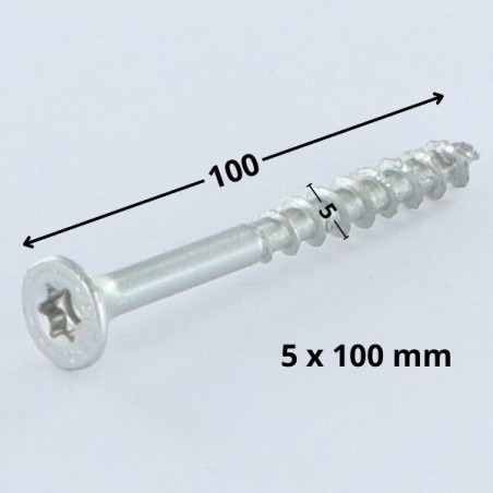 1 x Schroeven SPAX gefreesde kop TORX T20 5X100 bedraad op 61 gedeeltelijke draad WIROX