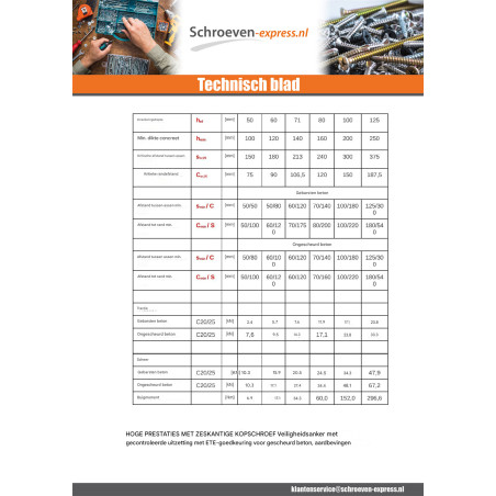 1 x Bout (verkocht met moer) Verankering M12X147 met Metalen schroeven zeskantkop TH Wit verzinkt staal