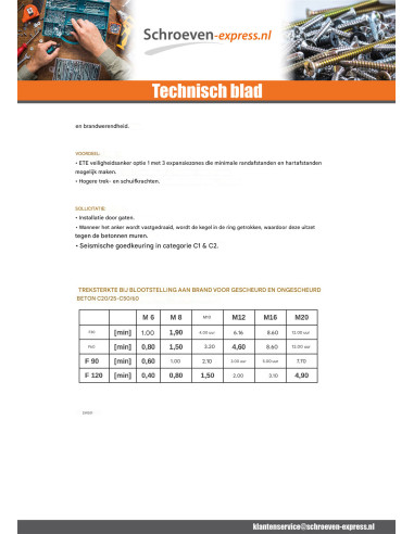 1 x Bout (verkocht met moer) Verankering M6X65...