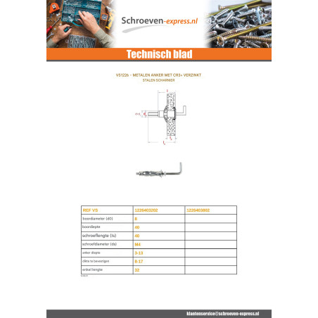 1 x Metalen plug 4X38 to Schroefduim Wit verzinkt staal