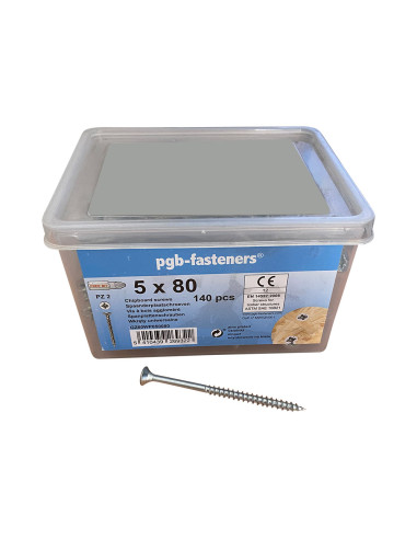 1 x Emmer met 140 Houtschroeven 5X80 gefreesde...