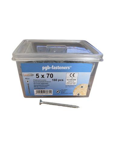 1 x Emmer met 160 Houtschroeven 5X70 gefreesde...