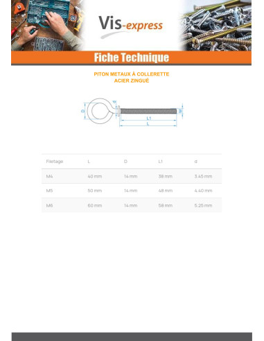 1 x Oogschroef metalen met kraag 6X60 Wit...