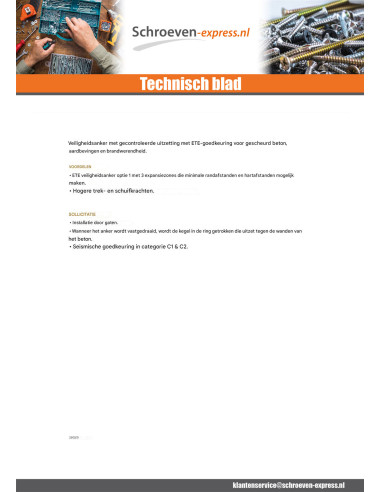 1 x Bout (verkocht met moer) Verankering M8X105...