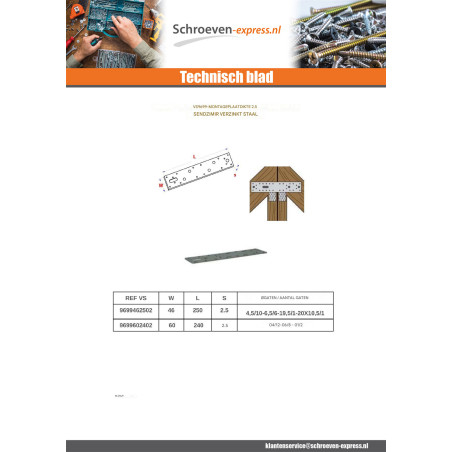 1 x Montageplaat MONTAGE sendzimir 60X240