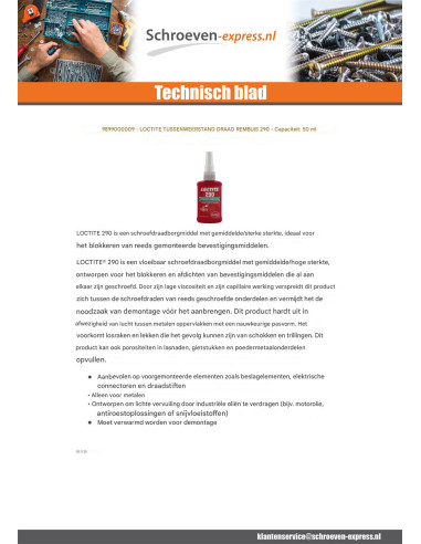 1 x Remdraad middelsterkte Loctite 290