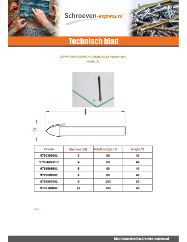 1 x Boor voor niet-gehard glas 6X80