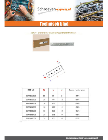 1 x Montageplaat van VERBINDING SMAL Wit...