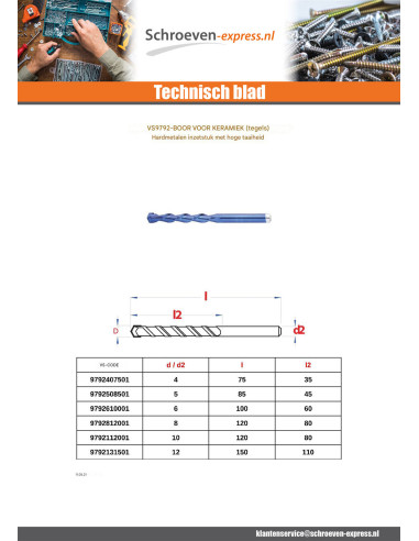 1 x Keramiekboor 8X120