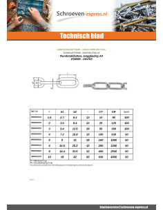M Ketting to MAIL lange diameter 8 A4 RVS (verkocht per... 2