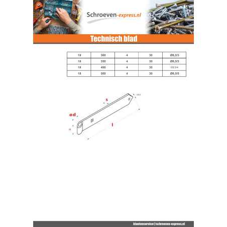 1 x Puntige duimheng voor draaibare luiken 18X350 Bichromaat