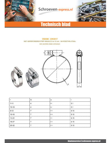 1 x Slangklem RVS W4 diameter 30 to 45...