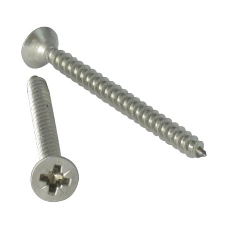 1 x Agglo houtschroeven gefreesde kop Pozi PZ8 6X35 volledige draad A4 RVS