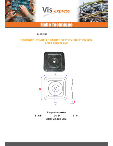 1 x Sluitring vierkant Bevestiging ISOLATIE...