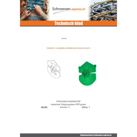 1 x SCHIJF D ISOLATIE universeel Groen 65/75