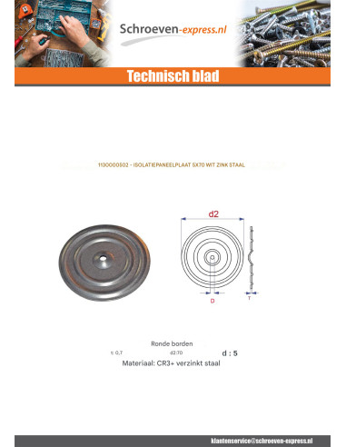 1 x BROCHURE TEKEN ISOLEREND 5X70 Wit verzinkt...