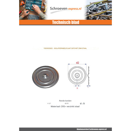 1 x BROCHURE TEKEN ISOLEREND 5X70 Wit verzinkt staal