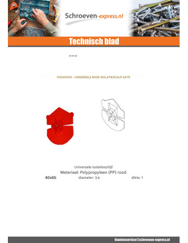1 x SCHIJF D ISOLATIE universeel rood 65/75