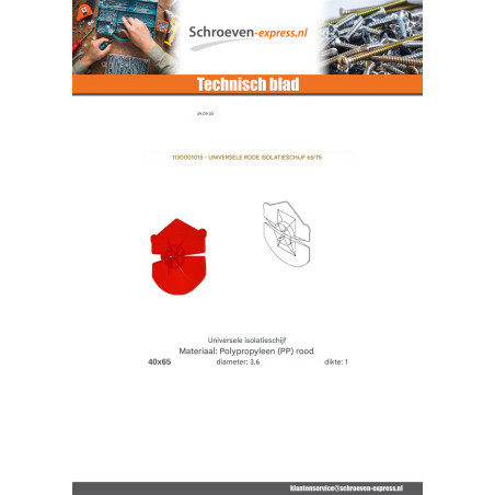1 x SCHIJF D ISOLATIE universeel rood 65/75