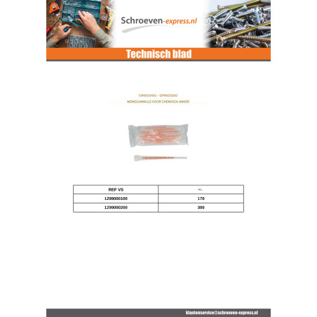 1 x Mengcanule voor chemische verankering 300 ml
