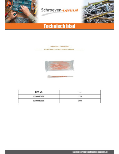 1 x Mengcanule voor chemische verankering 170 ml