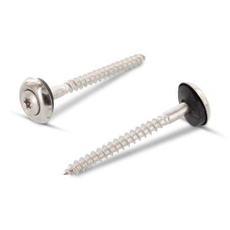 1 x Nokschroef gefreesde bolkop TORX T20 RVS A2 4,5X25 Afdichtingsring met neopreen epdm afdichting 3P