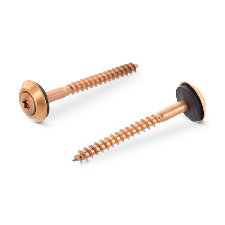 1 x Nokschroef gefreesde bolkop TORX T20 RVS A2 koper 4,5X35 Afdichtingsring met neopreen epdm afdichting 3P