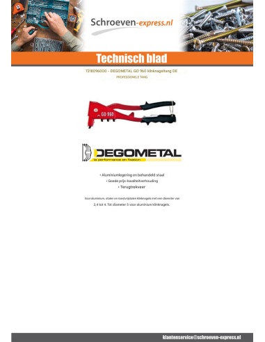 1 x DEGOMETAL GO blindklinktang 960