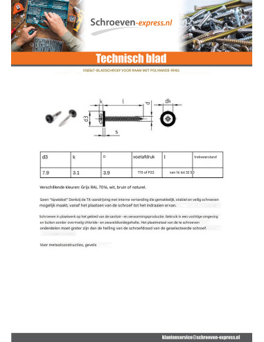 1 x Metaalplaatschroef cilindrische kop TORX...
