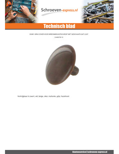 1 x Schroefdop SPAX wit nylon kopdiameter 15...