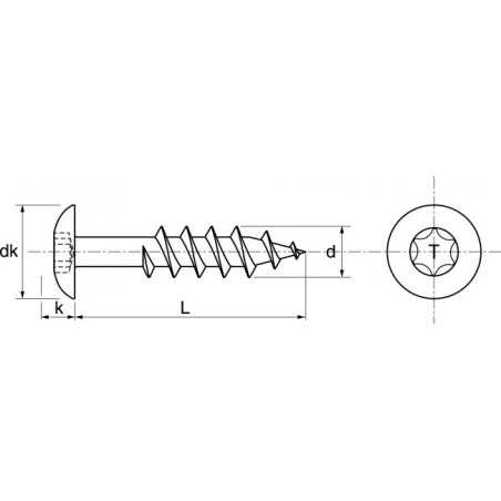 1 x Gevelschroef TORX T20 5,5X70 kopdiameter 12.3 RVS A2