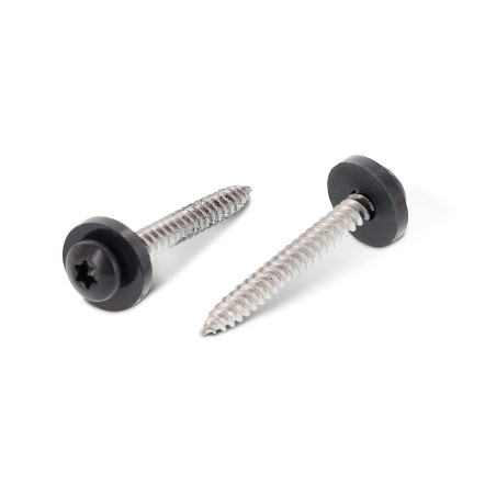 1 x Metaalplaatschroef cilindrische kop TORX T15 + Sluitring Nylon 3.9X16 RVS A2 RAL7016 antraciet grijs
