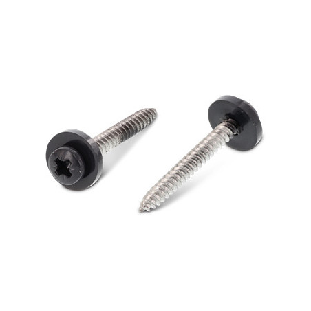 1 x Metaalplaatschroef cilindrische kop Pozi PZ7 + Sluitring Nylon 3.9X19 RVS A2 RAL7016 antraciet grijs