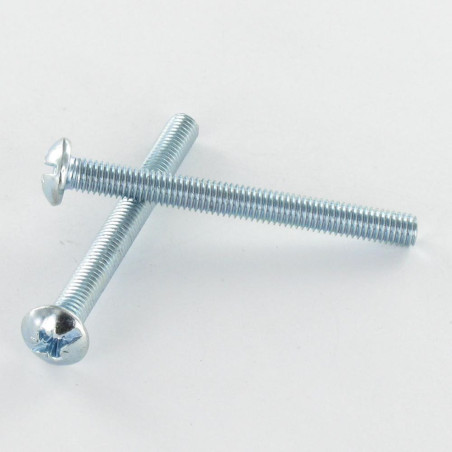 1 x Metalen schroeven kop bollig Groot Pozi PZ8 / split M6X30 Wit verzinkt staal