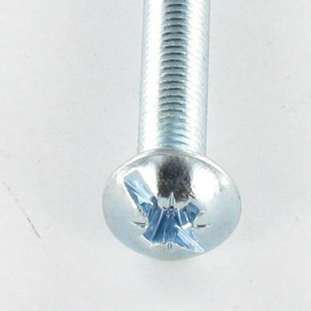 1 x Metalen schroeven kop bollig Groot Pozi PZ8 / split M6X10 Wit verzinkt staal