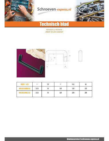 1 x HENDEL zwart nylon lengte 120