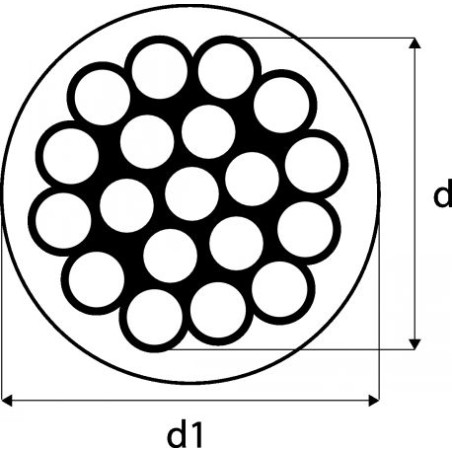 1 x Meter Monotoron staalkabel diameter 5 A4 RVS SCHEDE PVC (verkocht per meter)