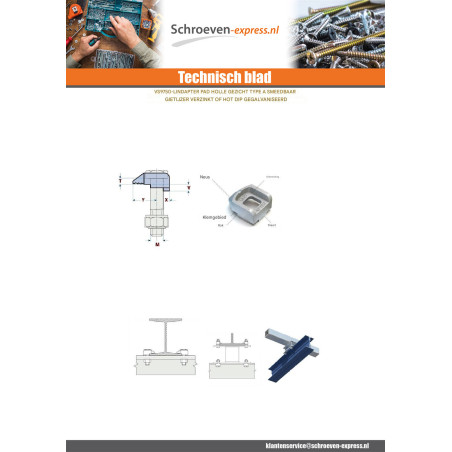 1 x PAD LINDAPTER Type to lange M10 hoge corrosiebestendigheid Thermisch verzinkt staal