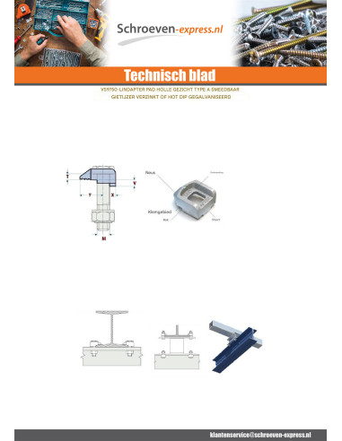 1 x PAD LINDAPTER Type to KORT M12 Wit verzinkt...