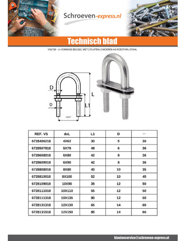 1 x Kabelklem U-vormig met dubbel PLAQUETTES A4...