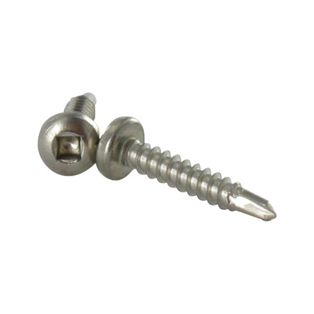 1 x Zelfborende schroef cilindrische kop vierkant 3,5 x 9,5 Vierkante plattegrond 1 RVS A2