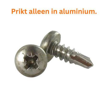 1 x Zelfborende schroef RVS A2 bol cilinderkop Pozi 4.8X60