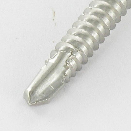 1 x Zelfborende schroef zeskantkop TH 6.3X40 RVS A2 RAL9010 zuiver wit