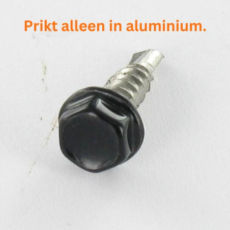 1 x Zelfborende schroef zeskantkop TH 4.2X16 RVS A2 zwarte lak RAL9005 donker zwart