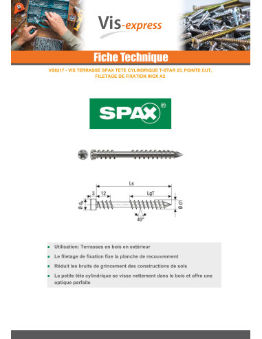 1 x SPAX Terrasschroeven cilindrische kop TORX...