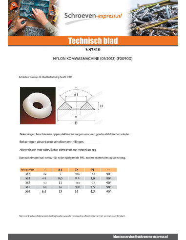1 x Schaalring wit nylon M5