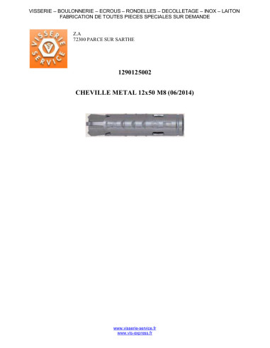 1 x Plug METAAL FM-MP3 12X50 M8 Wit verzinkt staal