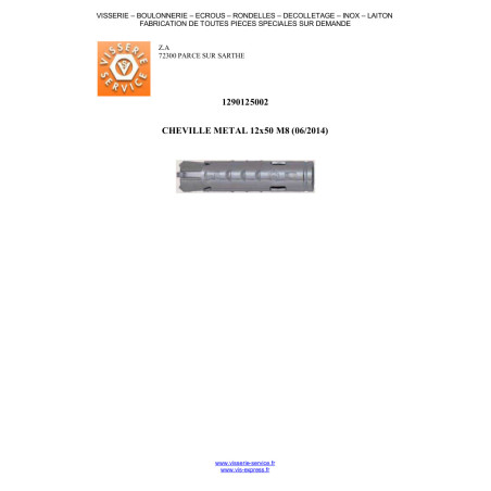 1 x Plug METAAL FM-MP3 12X50 M8 Wit verzinkt staal